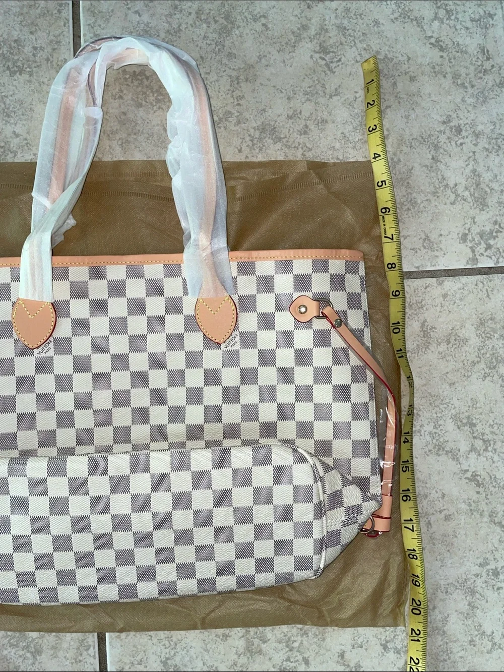 Lookalike Louis grey White Inspired Tote with Pouch shoulder handbag purse